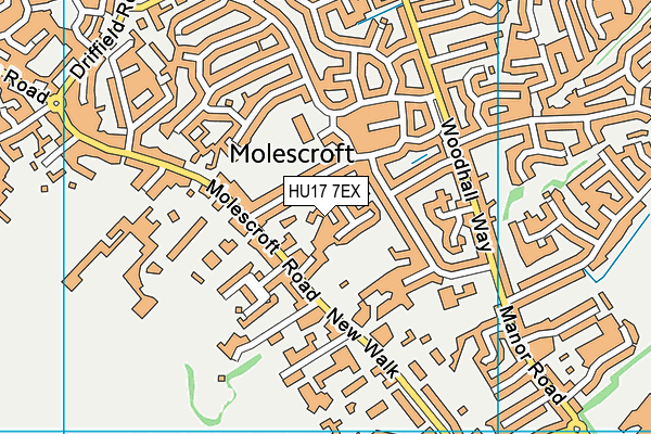 HU17 7EX map - OS VectorMap District (Ordnance Survey)