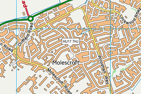 HU17 7HJ map - OS VectorMap District (Ordnance Survey)