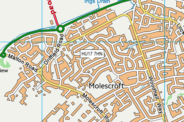 HU17 7HN map - OS VectorMap District (Ordnance Survey)