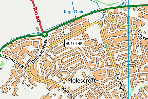 HU17 7HP map - OS VectorMap District (Ordnance Survey)