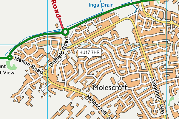 HU17 7HR map - OS VectorMap District (Ordnance Survey)