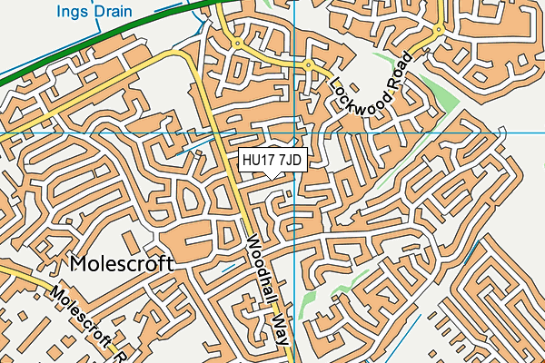 HU17 7JD map - OS VectorMap District (Ordnance Survey)