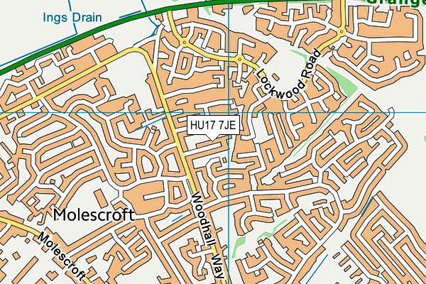HU17 7JE map - OS VectorMap District (Ordnance Survey)