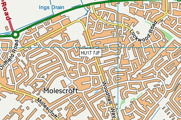 HU17 7JF map - OS VectorMap District (Ordnance Survey)