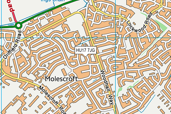 HU17 7JG map - OS VectorMap District (Ordnance Survey)