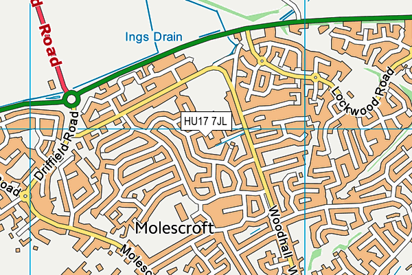 HU17 7JL map - OS VectorMap District (Ordnance Survey)