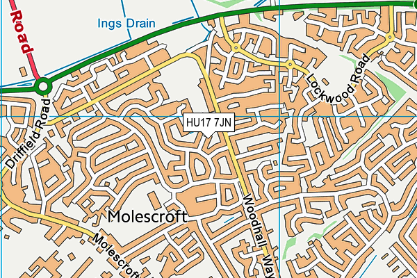 HU17 7JN map - OS VectorMap District (Ordnance Survey)