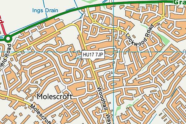 HU17 7JP map - OS VectorMap District (Ordnance Survey)