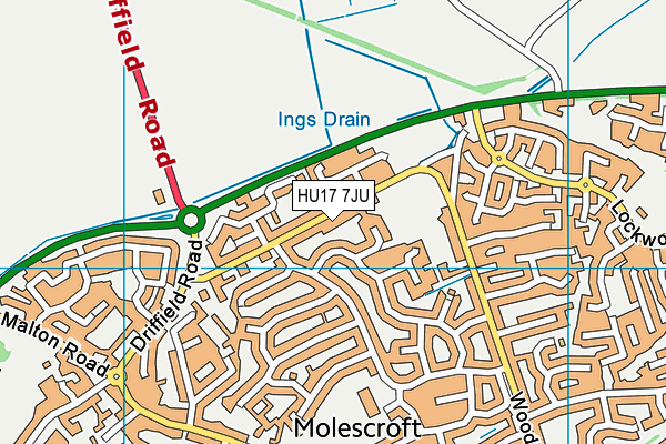 HU17 7JU map - OS VectorMap District (Ordnance Survey)