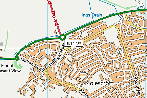 HU17 7JX map - OS VectorMap District (Ordnance Survey)