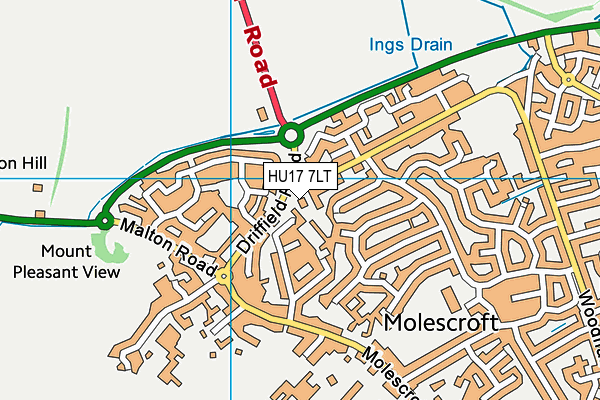 HU17 7LT map - OS VectorMap District (Ordnance Survey)