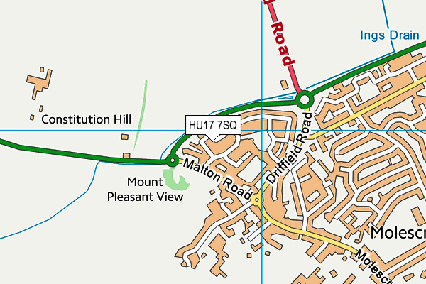 HU17 7SQ map - OS VectorMap District (Ordnance Survey)