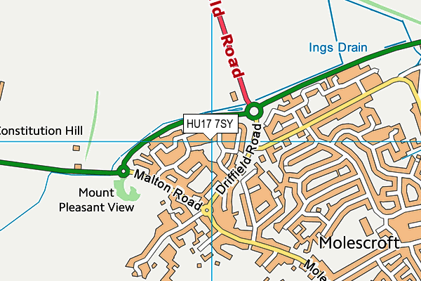 HU17 7SY map - OS VectorMap District (Ordnance Survey)