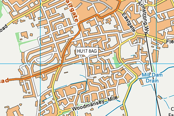 HU17 8AG map - OS VectorMap District (Ordnance Survey)