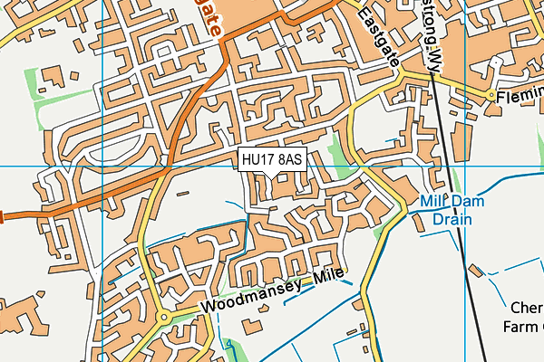 HU17 8AS map - OS VectorMap District (Ordnance Survey)