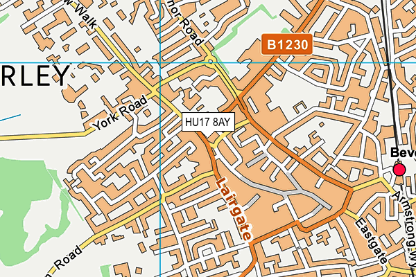 HU17 8AY map - OS VectorMap District (Ordnance Survey)
