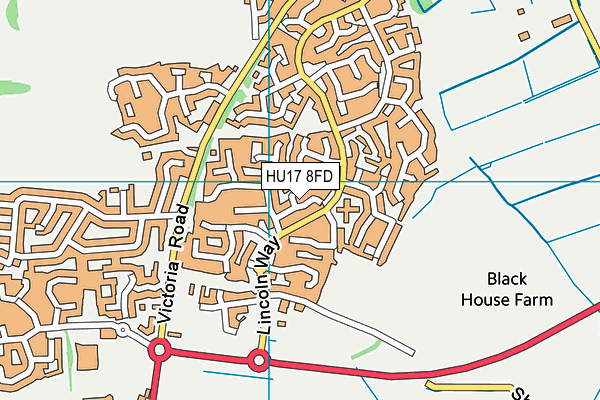 HU17 8FD map - OS VectorMap District (Ordnance Survey)