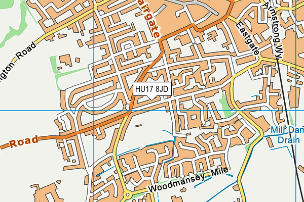 HU17 8JD map - OS VectorMap District (Ordnance Survey)