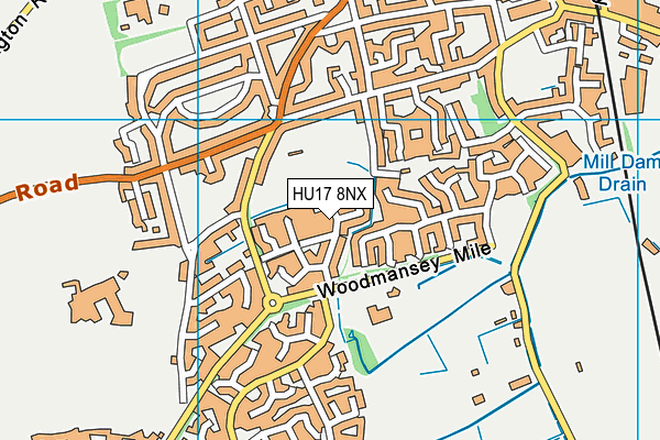 HU17 8NX map - OS VectorMap District (Ordnance Survey)