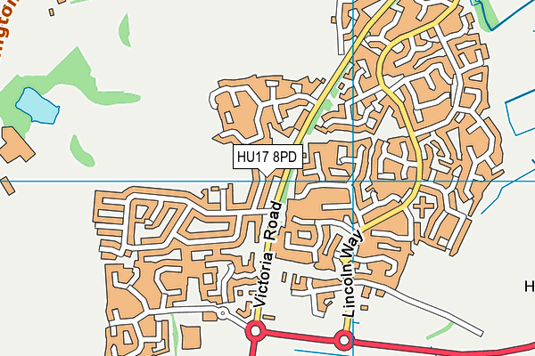 HU17 8PD map - OS VectorMap District (Ordnance Survey)