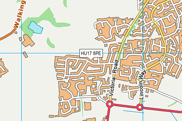 HU17 8PE map - OS VectorMap District (Ordnance Survey)