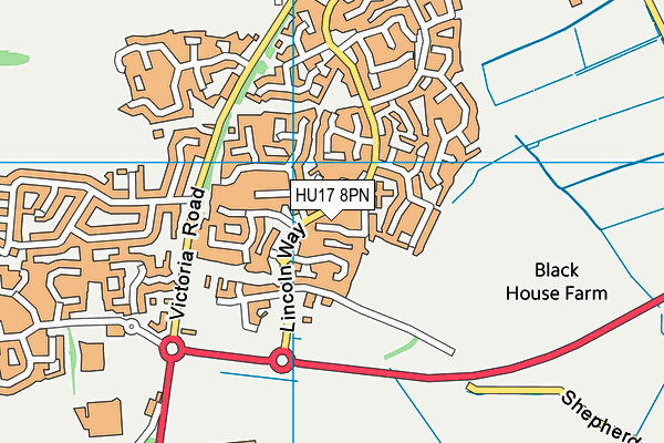 HU17 8PN map - OS VectorMap District (Ordnance Survey)