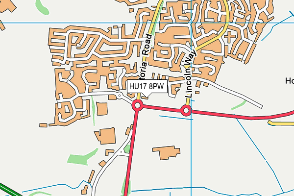 HU17 8PW map - OS VectorMap District (Ordnance Survey)
