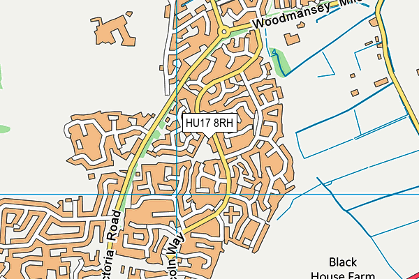 HU17 8RH map - OS VectorMap District (Ordnance Survey)