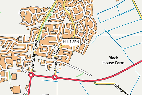 HU17 8RN map - OS VectorMap District (Ordnance Survey)