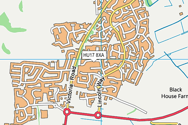 HU17 8XA map - OS VectorMap District (Ordnance Survey)