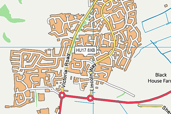 HU17 8XB map - OS VectorMap District (Ordnance Survey)