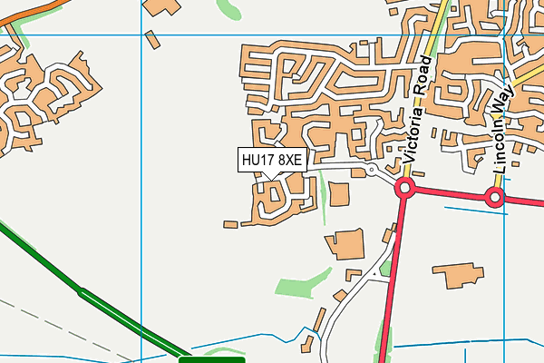 HU17 8XE map - OS VectorMap District (Ordnance Survey)
