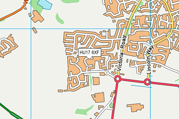 HU17 8XF map - OS VectorMap District (Ordnance Survey)