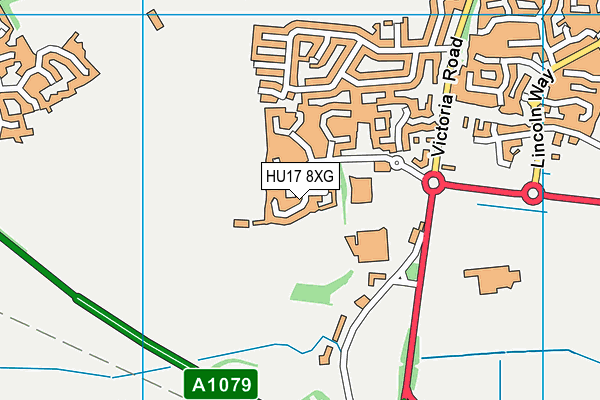 HU17 8XG map - OS VectorMap District (Ordnance Survey)