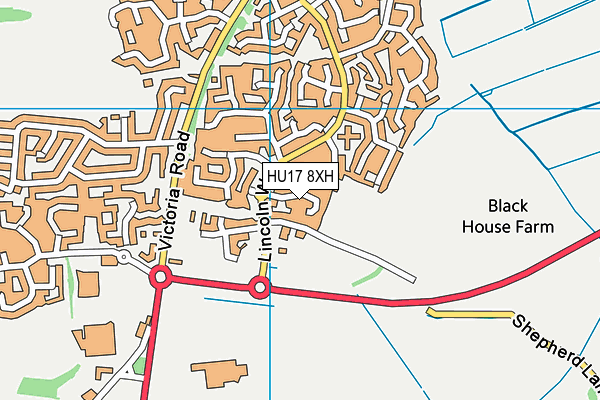 HU17 8XH map - OS VectorMap District (Ordnance Survey)