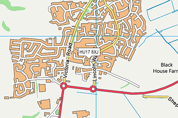 HU17 8XJ map - OS VectorMap District (Ordnance Survey)
