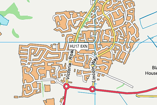 HU17 8XN map - OS VectorMap District (Ordnance Survey)