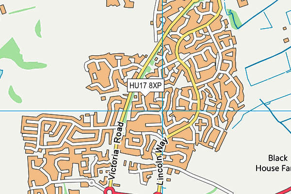 HU17 8XP map - OS VectorMap District (Ordnance Survey)