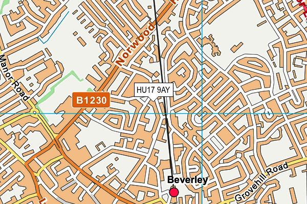 HU17 9AY map - OS VectorMap District (Ordnance Survey)