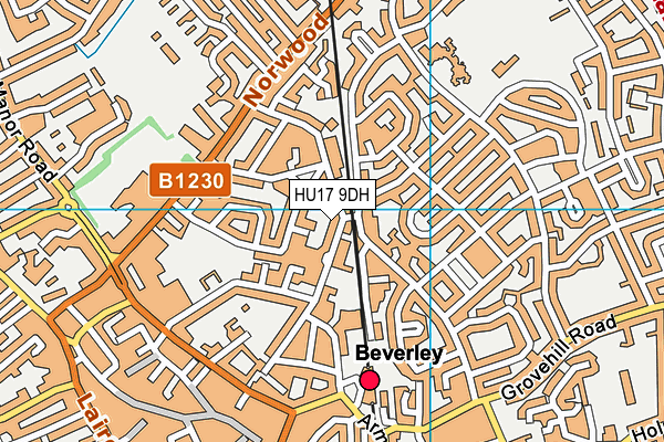 HU17 9DH map - OS VectorMap District (Ordnance Survey)