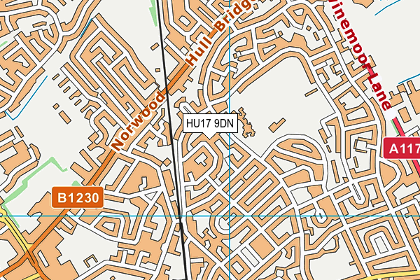 HU17 9DN map - OS VectorMap District (Ordnance Survey)