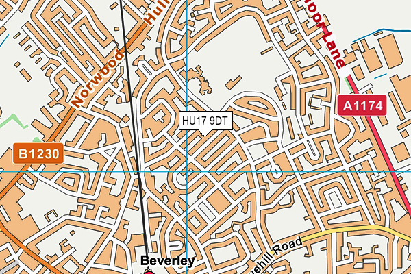 HU17 9DT map - OS VectorMap District (Ordnance Survey)