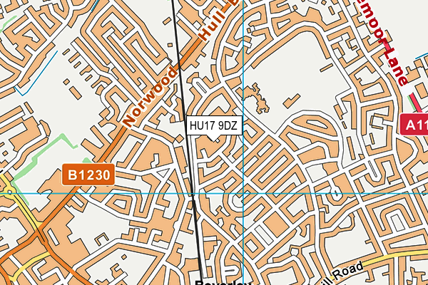 HU17 9DZ map - OS VectorMap District (Ordnance Survey)