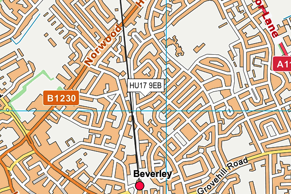 HU17 9EB map - OS VectorMap District (Ordnance Survey)