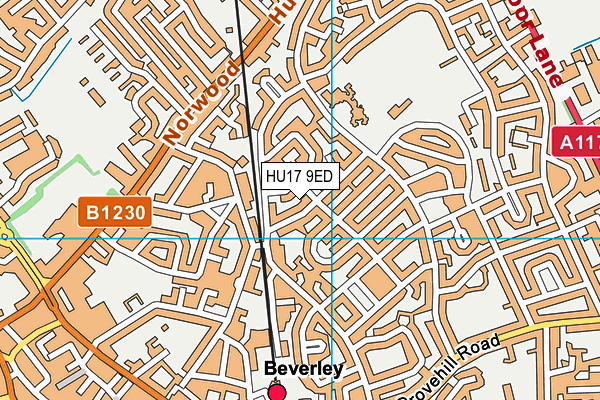 HU17 9ED map - OS VectorMap District (Ordnance Survey)