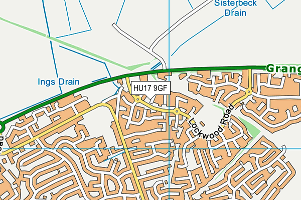 HU17 9GF map - OS VectorMap District (Ordnance Survey)