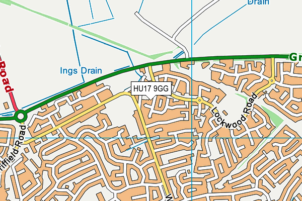 HU17 9GG map - OS VectorMap District (Ordnance Survey)