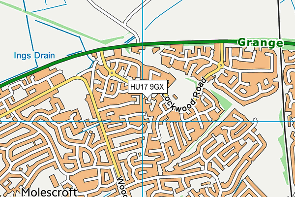 HU17 9GX map - OS VectorMap District (Ordnance Survey)
