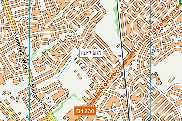 HU17 9HR map - OS VectorMap District (Ordnance Survey)