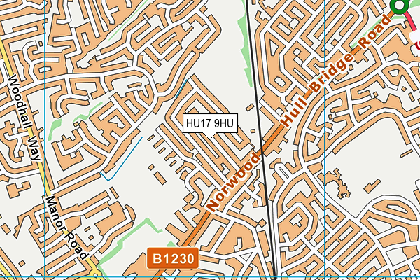 HU17 9HU map - OS VectorMap District (Ordnance Survey)